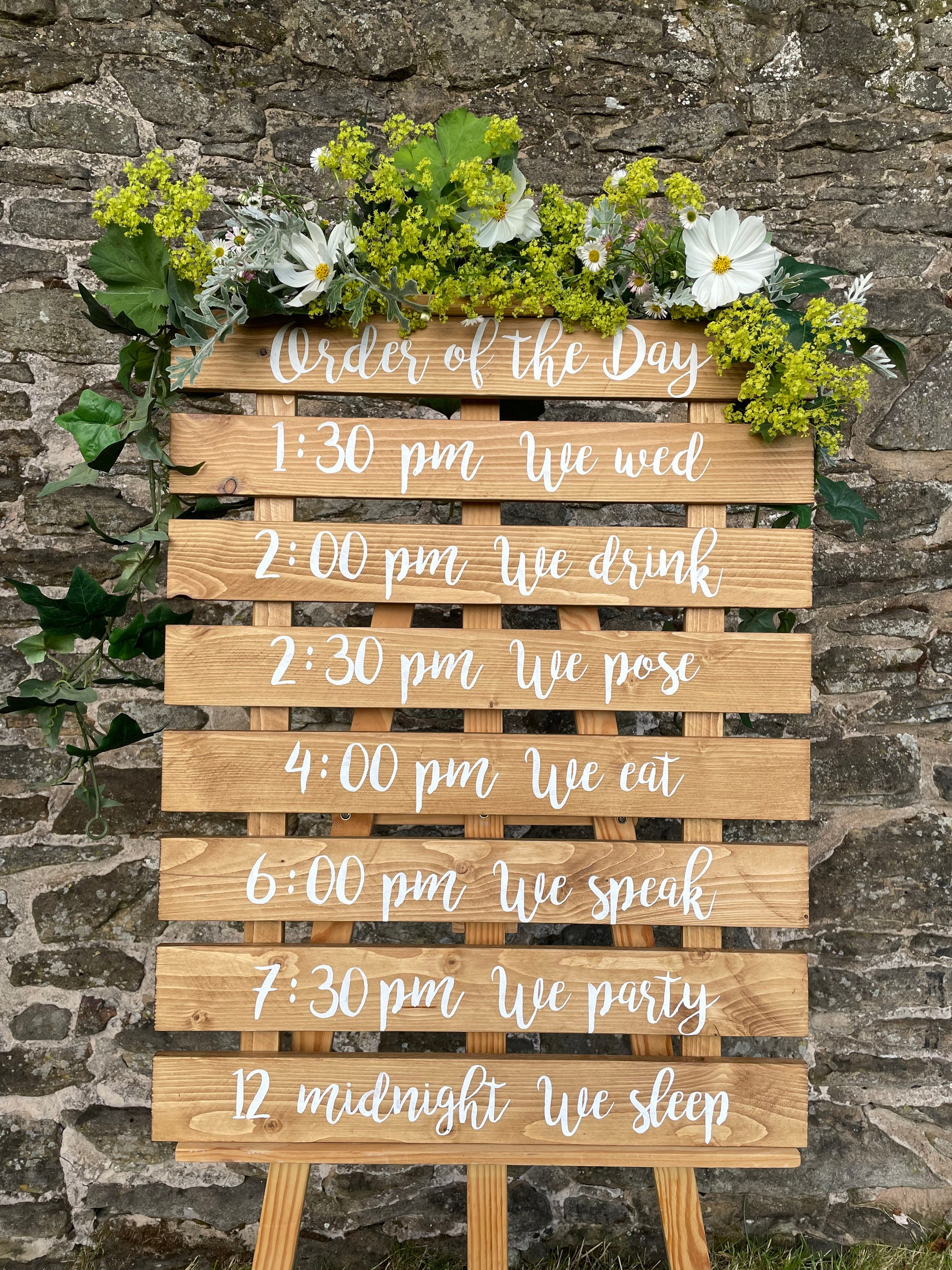 Rustic Wedding Order of the Day Sign Etsy