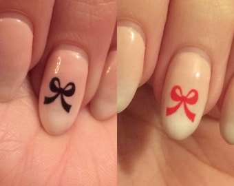 Bow nail decals in Red OR Black