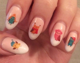 Winter Owls nail decals