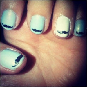 Single Mustache Nail Decals