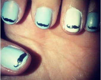 Single Mustache Nail Decals