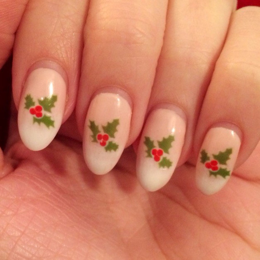 Christmas Holly Nail Decals Etsy