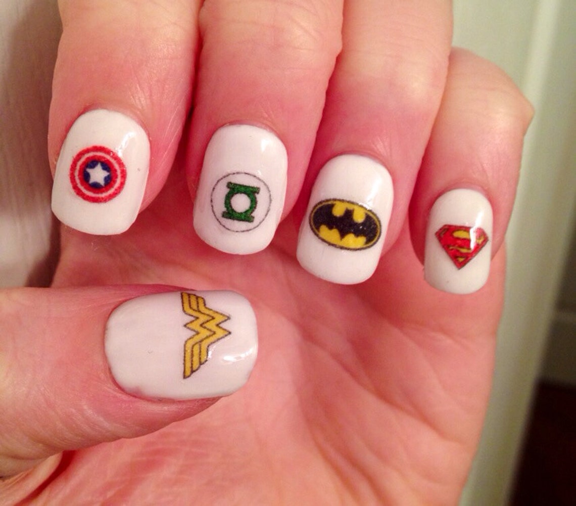 Super Hero Nail Decals Etsy
