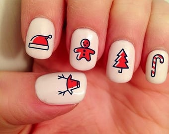 Merry & Bright Christmas Nail Decals | Festive Holiday Nail Art | Stocking Stuffer
