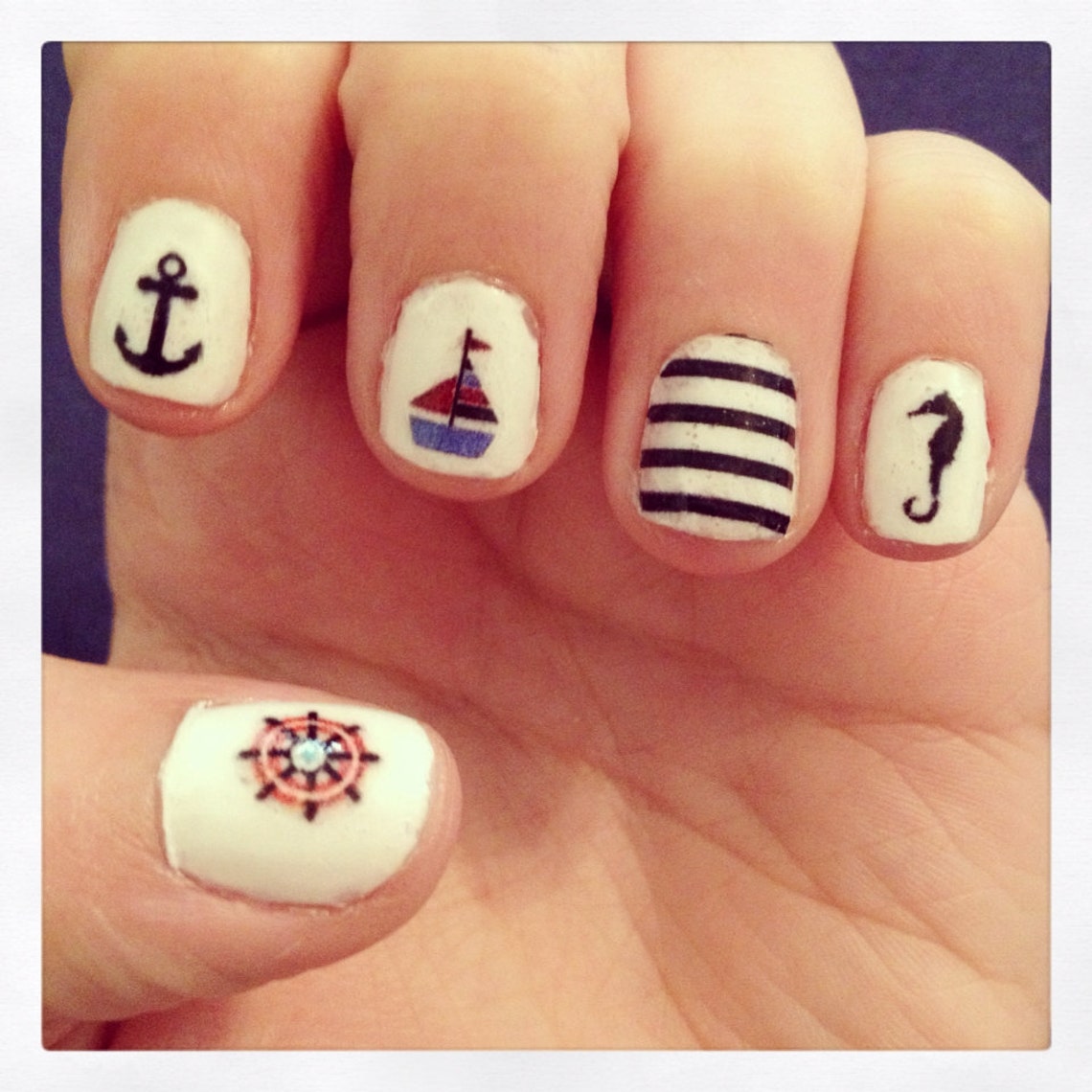 Nautical Nail Decals Etsy