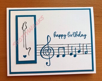 Happy birthday card, guitar birthday, music teacher birthday