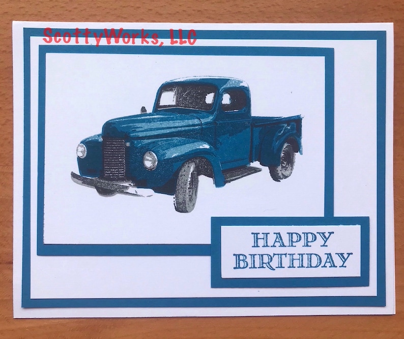 Old Blue Pickup Truck Happy Birthday Card for Man Masculine Etsy