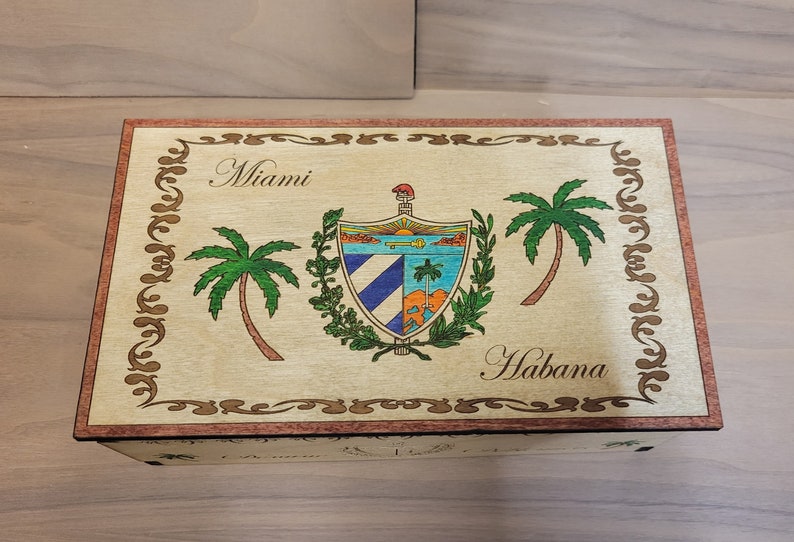 Laser Engraved and Hand Painted Domino Box With Double Nine Domino