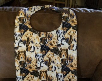 Extra Absorbent Adjustable Large neck adult bib XL 2X Adult Bib 3X Adult bib 4X adult bib Reversible Flannel & Terry Cloth Cotton Lining
