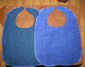 Senior Clothing Protector Velcro or Snaps Navy Blue Flannel Dark Blue Terry cloth Lined with Batting Reversible Lined bib Adult Bib Teen bib