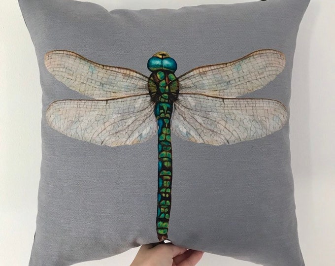 Stunning Grey Dragonfly Cushion Cover Velvet Pillow Etsy