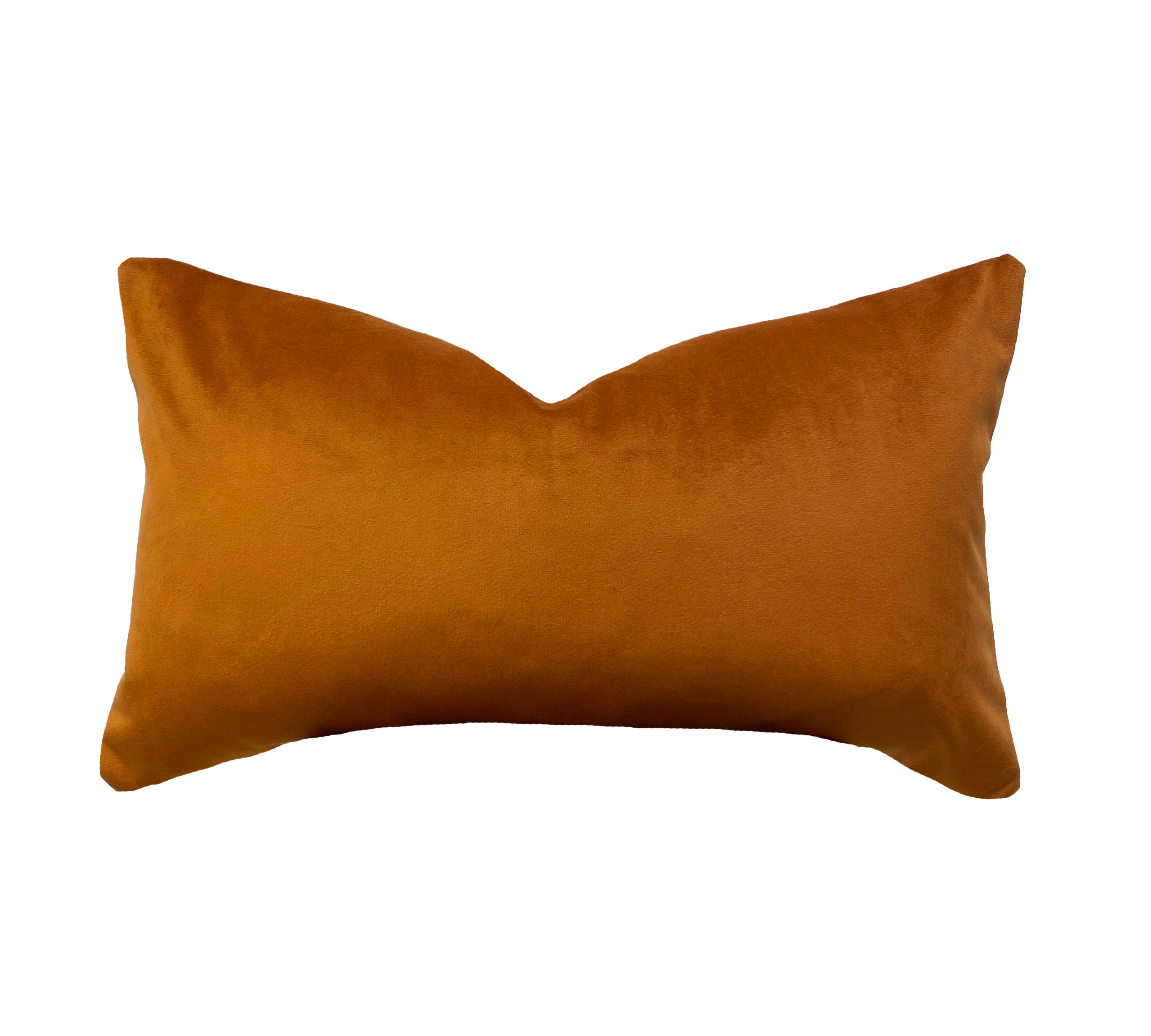 Burnt orange top velvet cushion