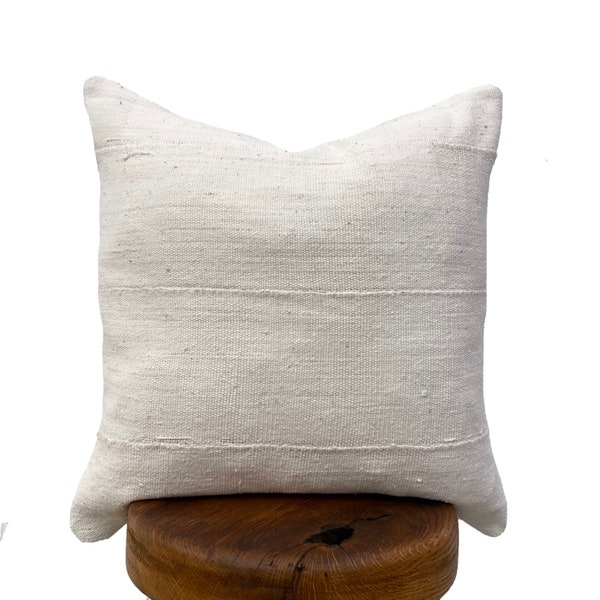 Cubierta de cojín de tela de barro lisa / almohada blanca crema / algodón tejido