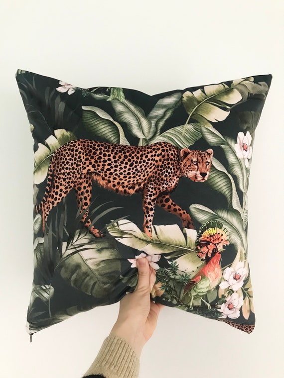 Leopard Jungle Print Cushion | Velvet Pillow
