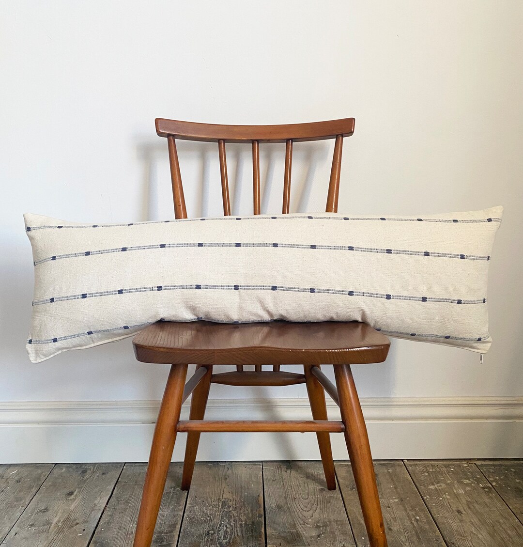 Blue Striped Long Rectangular Bolster Cushion 35 X 11 Etsy UK