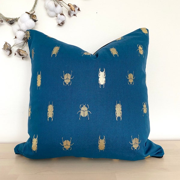 Gold Beetles Bugs Cushion | Decorative pillow