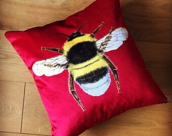 Red Velvet Bee Cushion/Cover