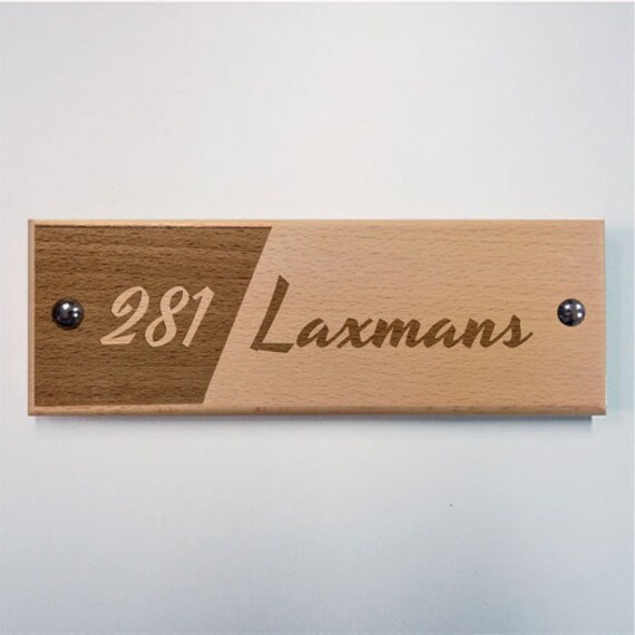 Engraved Wooden Apartment Name Plate Trapezoid Etsy
