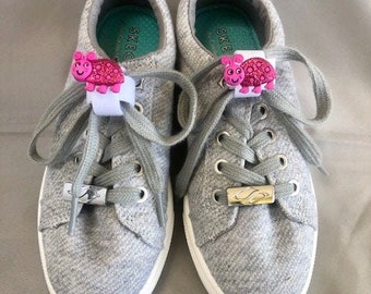 Pink Glittery Ladybug ShoeLace Guard - Fun, Unique Gift for Kids Shoes