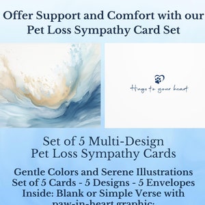 Pet Loss Sympathy Card Set, Condolence Cards, Thinking of You, Share Memories, Blank Inside, Impactful,  Offer Comfort Support, Bereavement