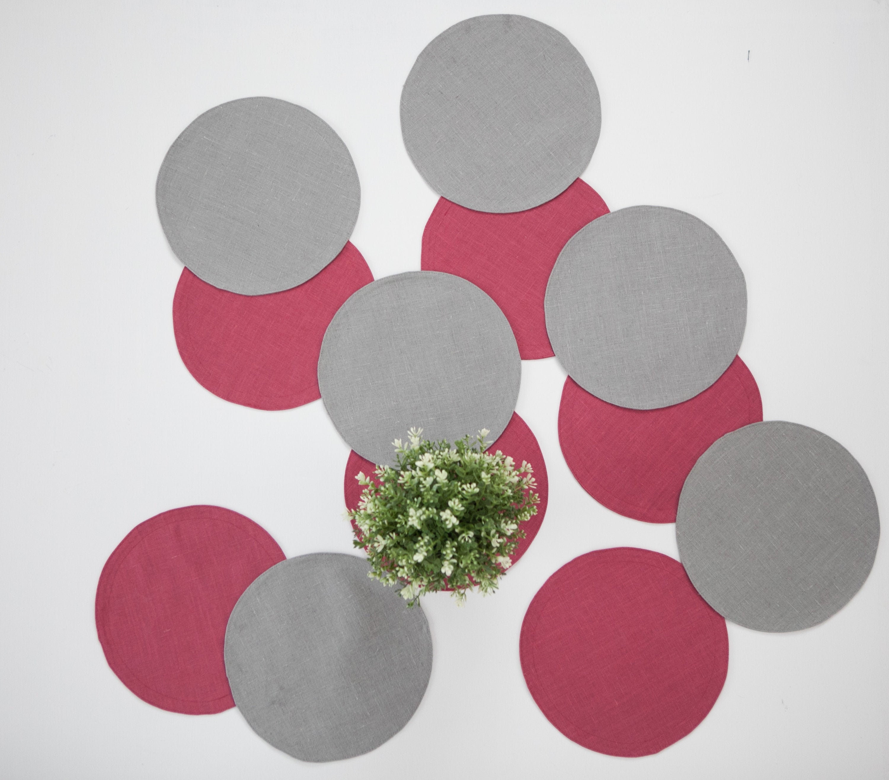 Round placemats pink and other colours place mat set Natural Etsy