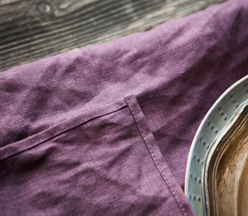 Softened Linen Napkins Set Plum Linen Napkins Cloth Napkins Etsy