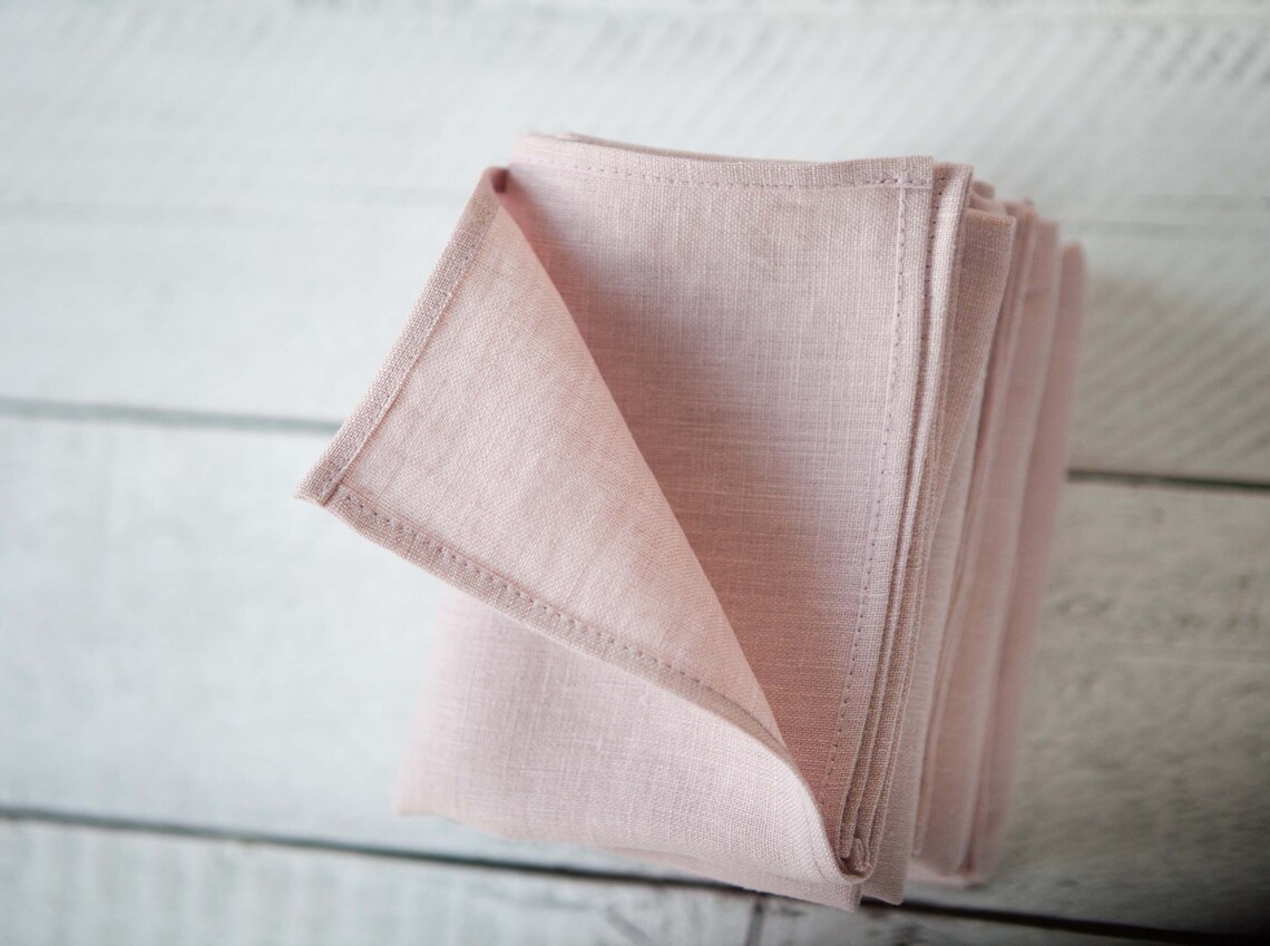 Linen napkins blush pink napkins set of 8 pastel napkins | Etsy