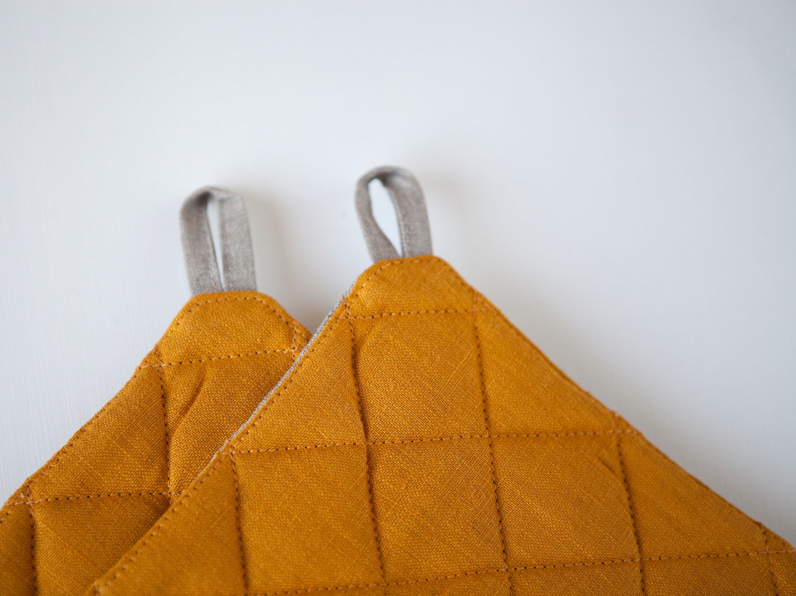 Yellow Pot holders. Doubled potholder in yellow and natural Etsy