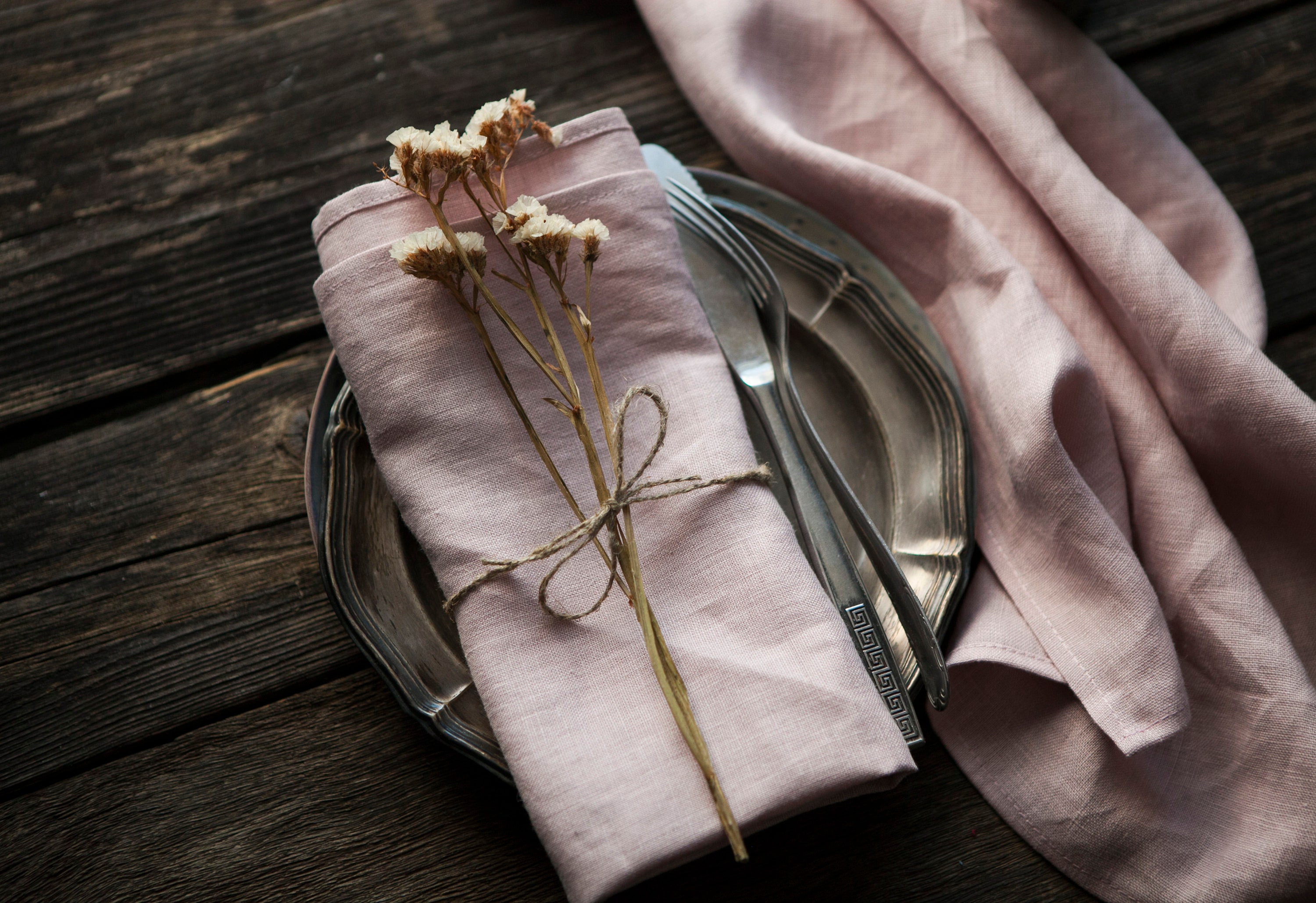 Serviettes en Linge Rose de 8, Serviettes Pastel, Tissu, Mariée, Taille Personnalisée Disponible