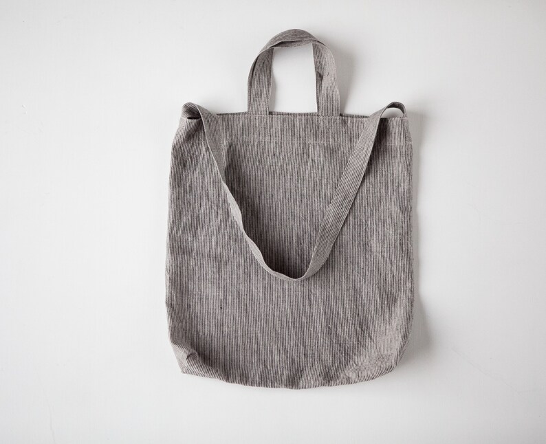 Large Linen Tote Linen Shopping Bags Linen Zero Waste Bag Etsy
