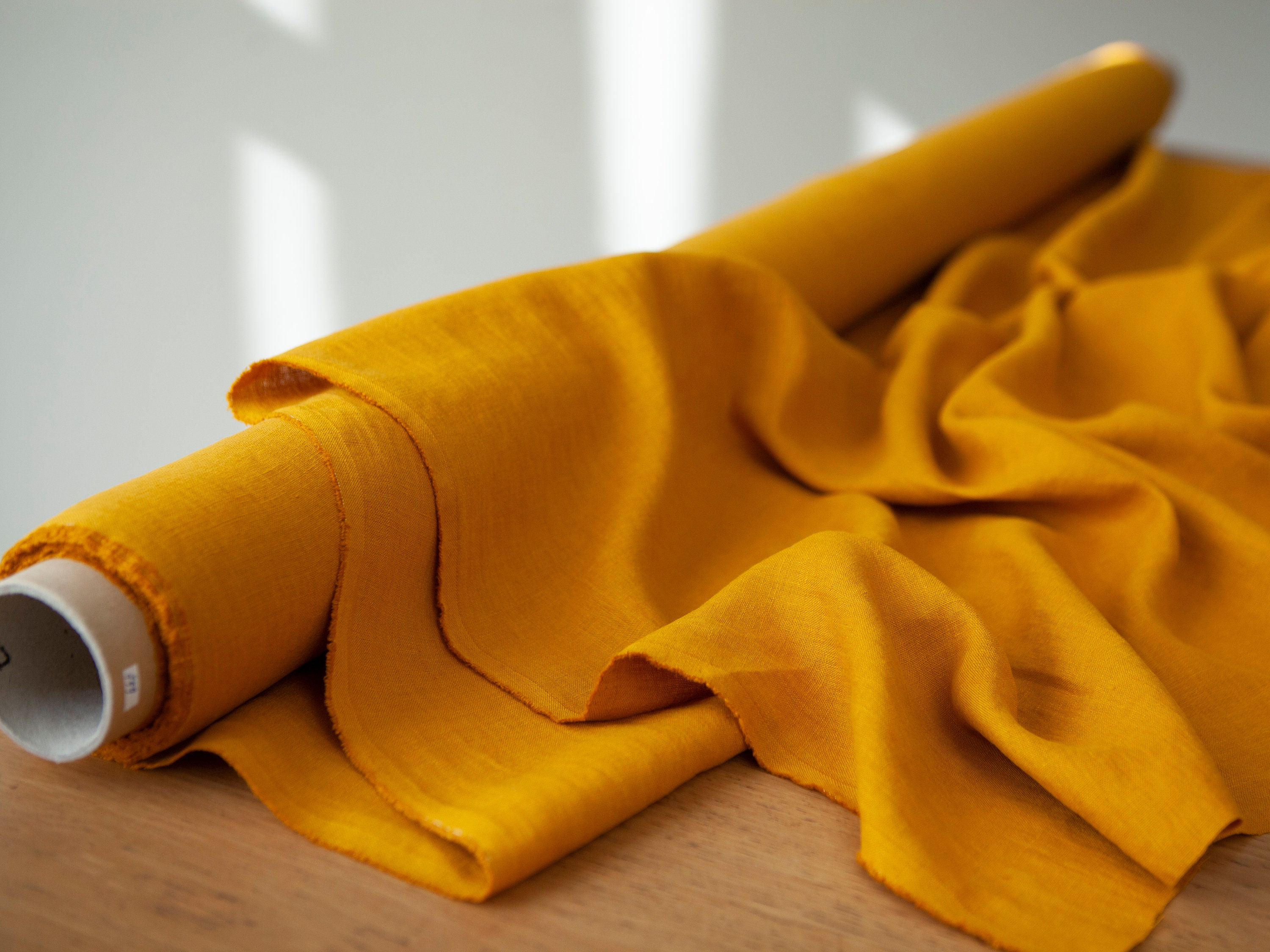 Yellow Linen fabric by the yard pure Lithuanian linen fabric Etsy