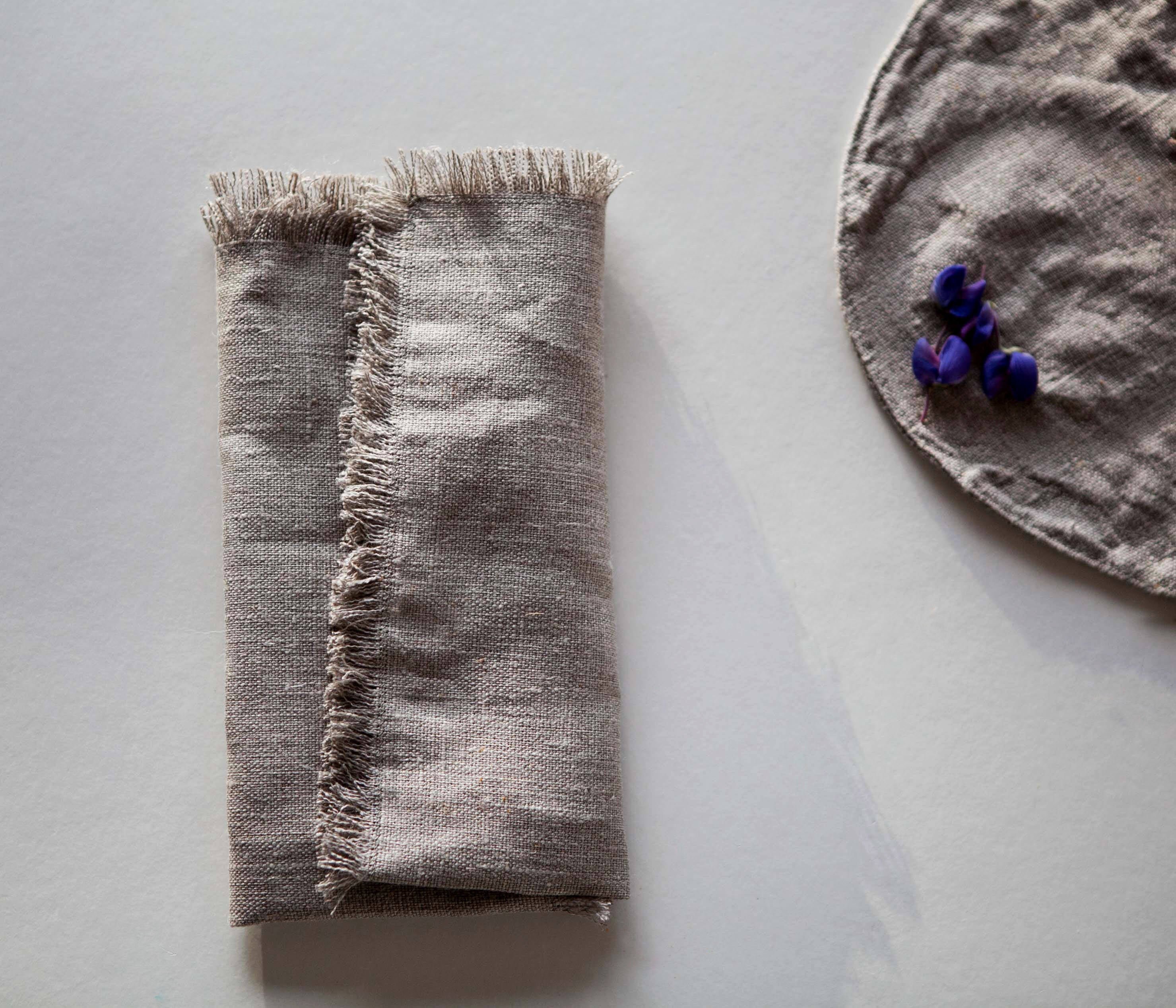 Ensemble de Serviettes à Bord Brut, Napperons Franges Zéro Déchet, en Tissu Lavables, Fiesta, Nautiq