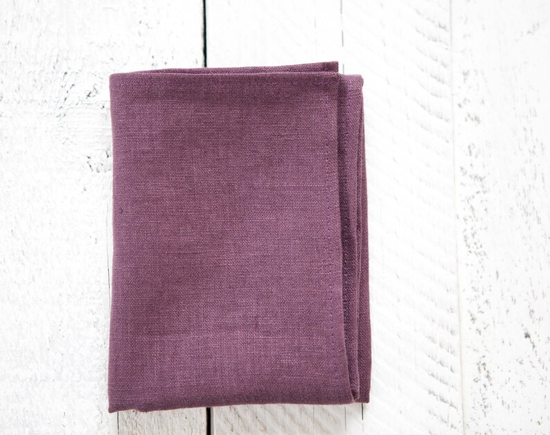 Softened Linen Napkins Set Plum Linen Napkins Cloth Napkins Etsy