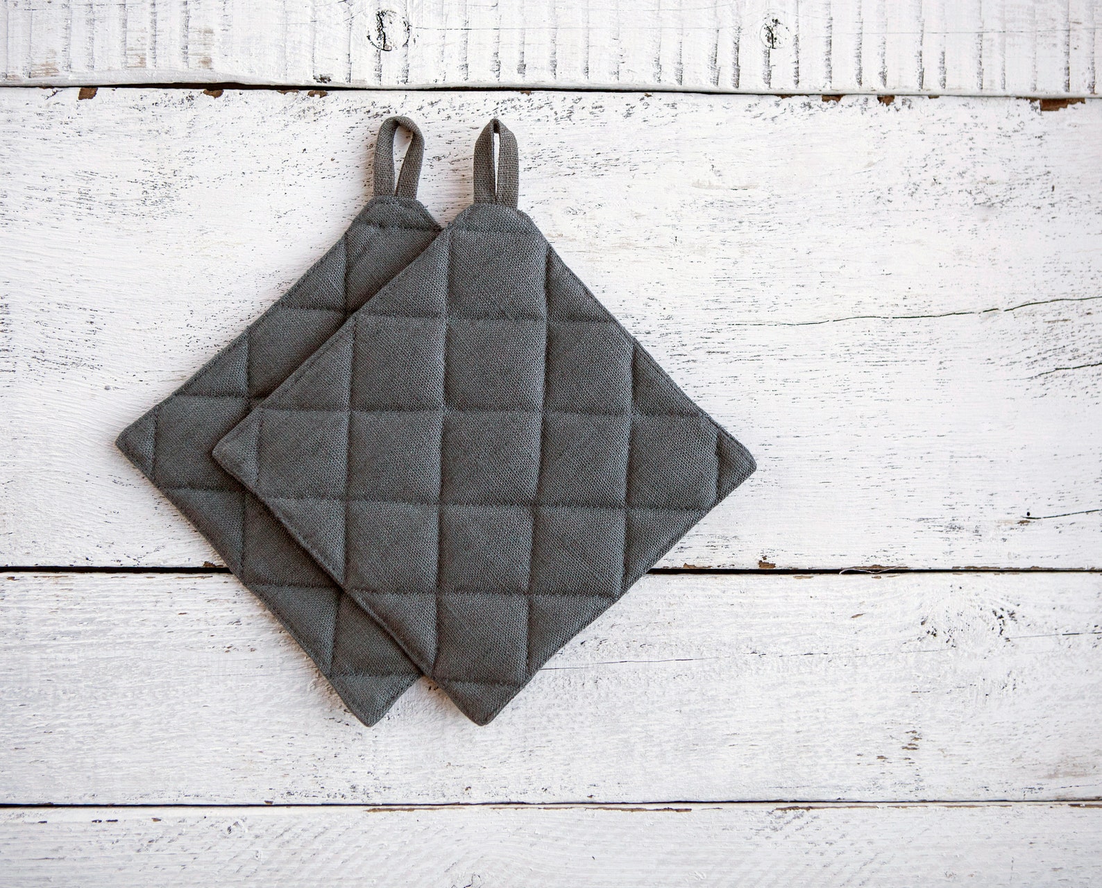 Grey Pot Holders Linen Potholder Kitchen Potholders Hot Pot Etsy