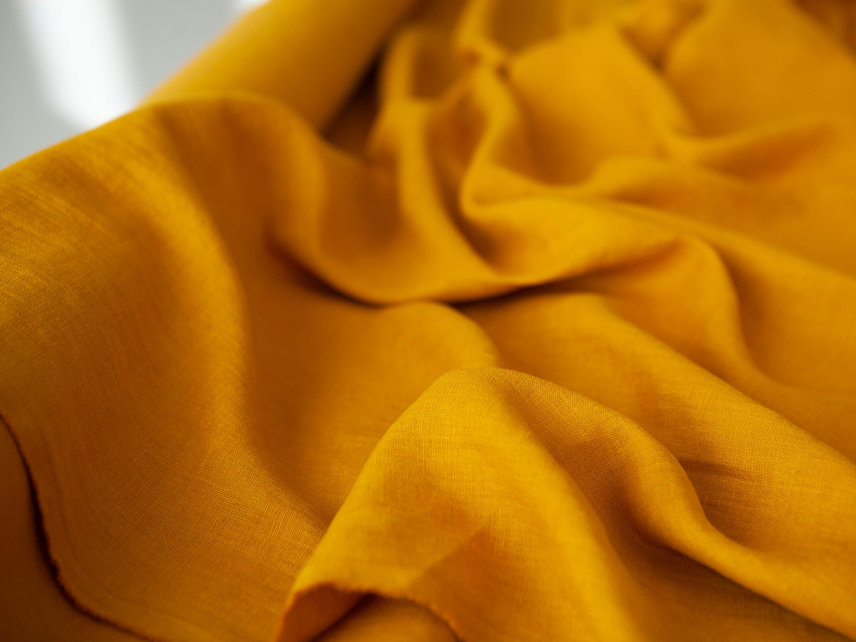 Yellow Linen fabric by the yard pure Lithuanian linen fabric Etsy
