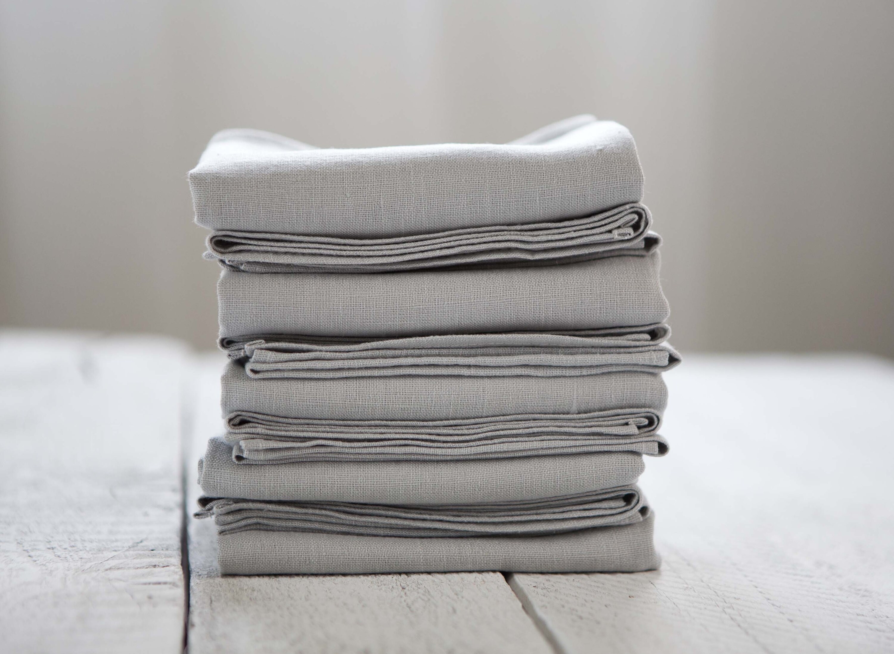 Grandes Serviettes en Lin Lavées Serviettes Grises, Lin, Tissu