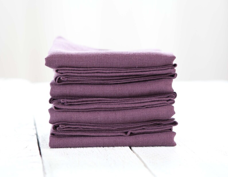 Softened Linen Napkins Set Plum Linen Napkins Cloth Napkins Etsy