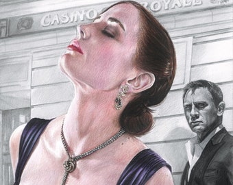 Eva Green as Vesper Lynd with James Bond "Casino Royale" Drawing Print