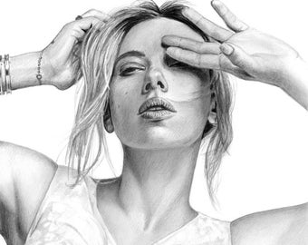 Scarlett Johansson Drawing Print (Black Widow from Avengers / Captain America)