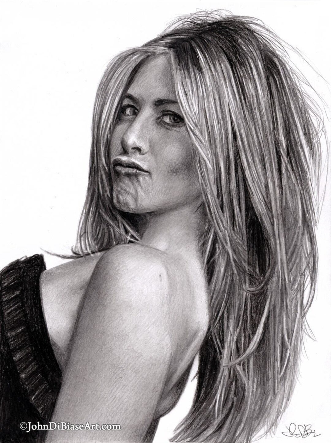 Jennifer Aniston Pencil Drawing Print 8.5 X 11 Etsy