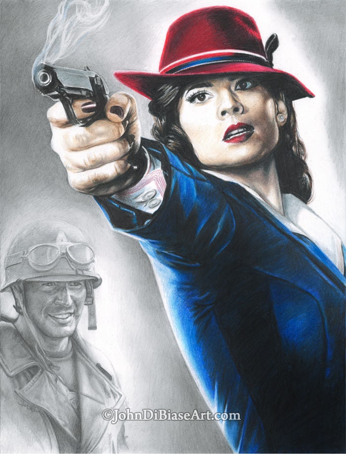 Drawing Print Of Agent Carter And Captain America Hayley Etsy
