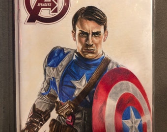 Original Captain America Sketch Cover of Comic Marvel Avengers Rogue Planet #1 (December 2013)