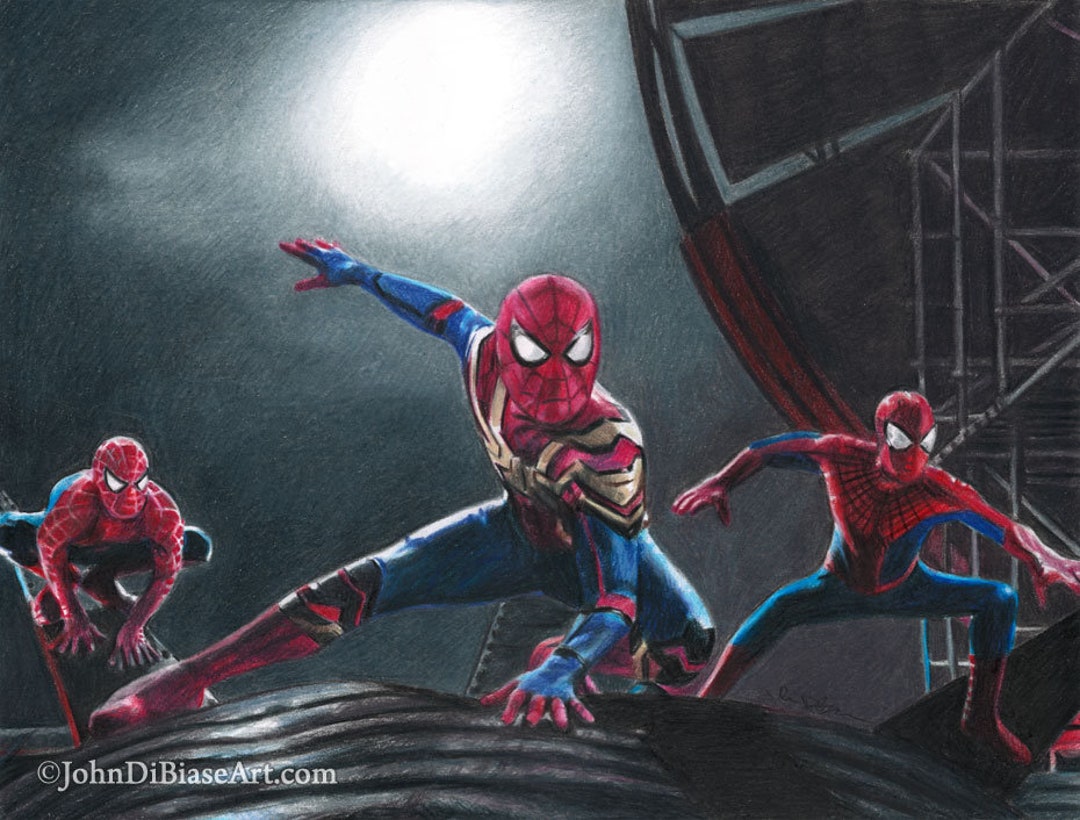 Buy The Spider-man's in No Way Home Colored Pencil Drawing Online ...