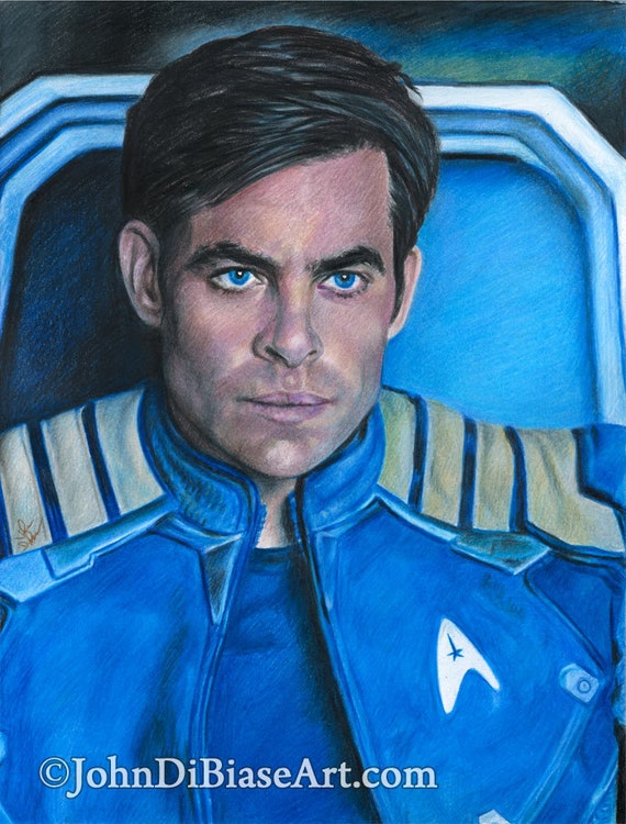 Drawing Of Chris Pine As Captain Kirk In Star Trek Beyond Etsy