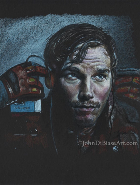 Star Lord Chris Pratt Colored Pencil Drawing Print Etsy
