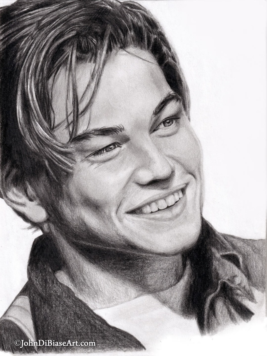 Leonardo Dicaprio as Jack Dawson in Titanic Drawing Print 1998 8.5 X 11