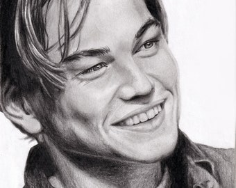 Leonardo DiCaprio as Jack Dawson in Titanic Drawing Print (1998) 8.5 x 11