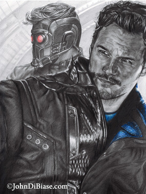 Drawing Print of Chris Pratt as Star Lord/Peter Quill in Guardians of the  Galaxy