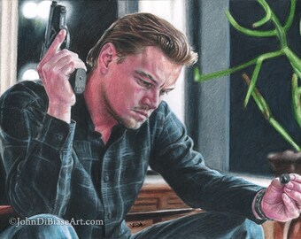 Leonardo DiCaprio in "Inception" Colored Pencil Drawing Print (11 x 8.5)