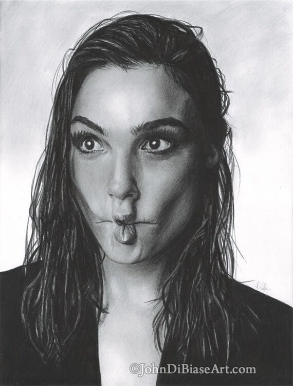 Gal Gadot Bleistift Zeichnung Druck Wonder Woman Justice Etsy